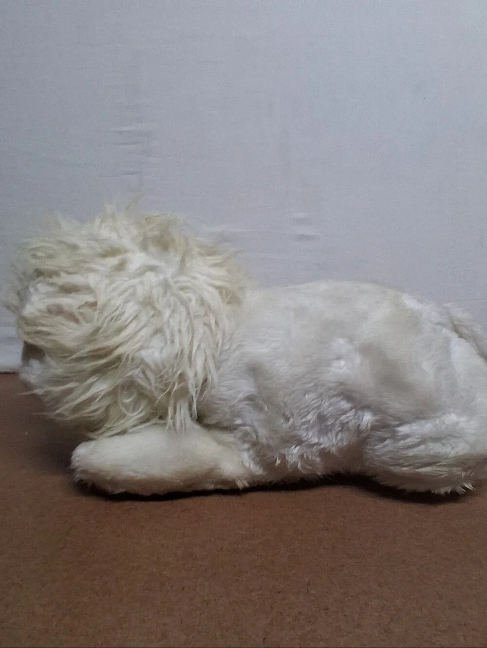 Plush Small Pet Toy - Cream Soft Fur with Pink Nose
